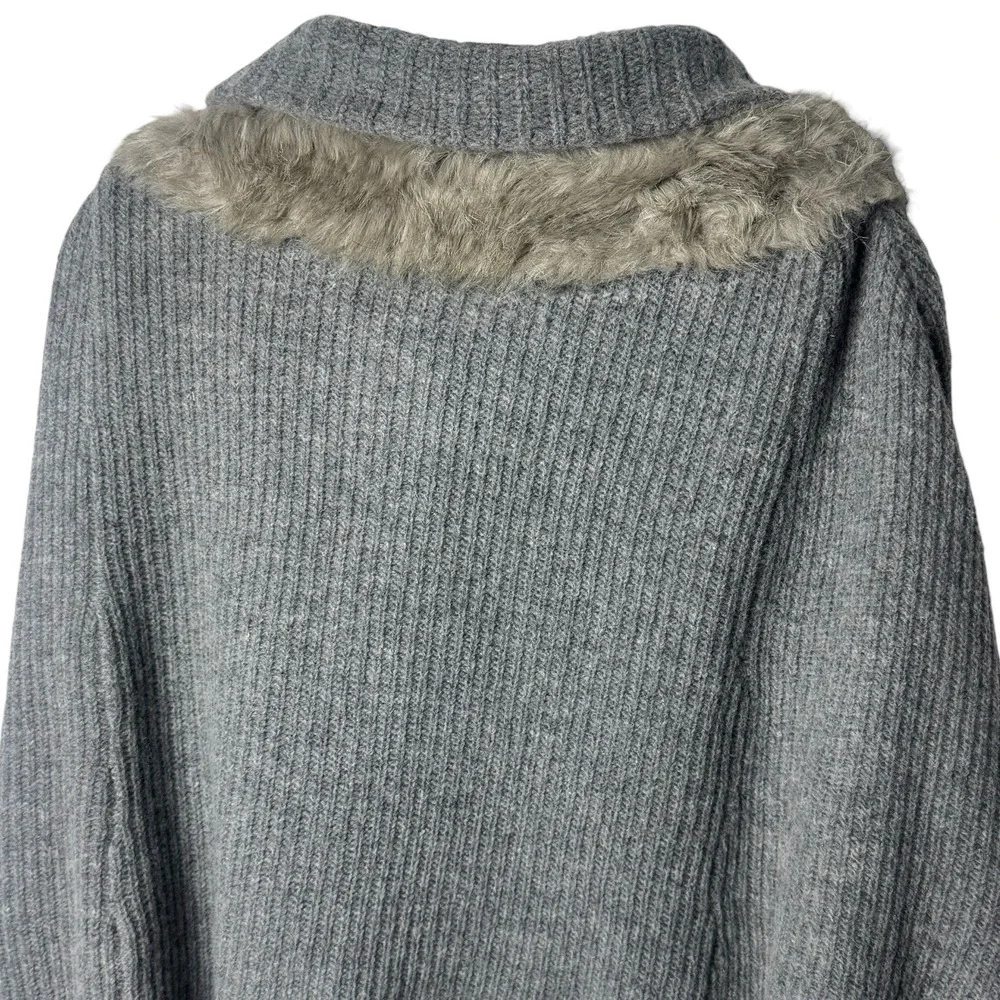 NEW Nordstrom Lamb's Wool Blend Faux Fur Wrap Shawl Cardigan Luxury Chic OS
